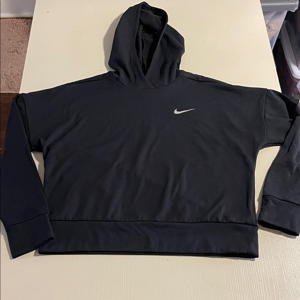 Nike Women's Black Hoodie with White Swoosh